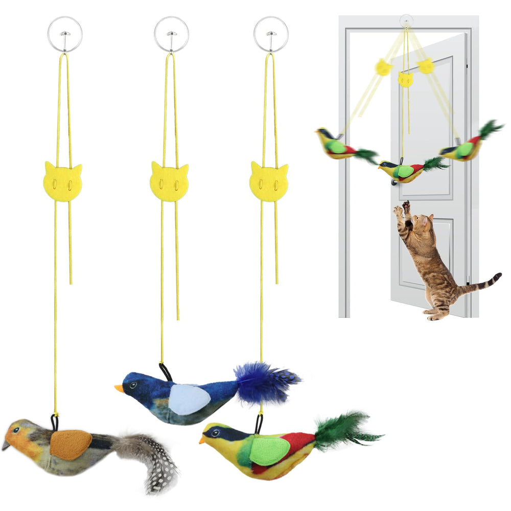Jouet Tocirelo oiseau interactif pendu rouge, stimule l'instinct de chasse et l'exercice.
