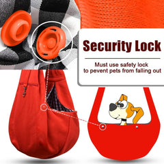 Tomkas porte-chien rouge avec poches utiles pour ranger accessoires.