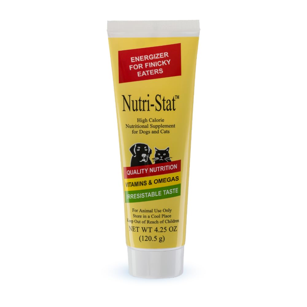 Emballage Tomlyn Nutri-Stat avec deux tubes, pratique à transporter.