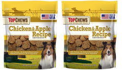 Top Chews Saucisses Poulet et Pomme — friandise naturelle pour chien, pratique et savoureuse.