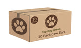 Top Dog Chews oreilles de vache epaises emballage, snack naturel et pratique.