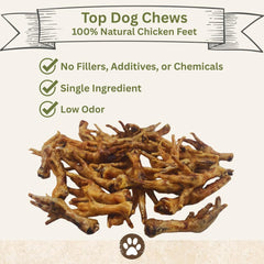 Top Dog Chews pattes-poulet-sans-ongles : mastication sûre et propre pour les chiens.