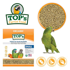 TOP's Parrot Food emballage bio USDA, affichage clair.
