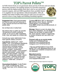 Texture naturelle des croquettes TOP's Parrot Food Hookbills, alimentation équilibrée