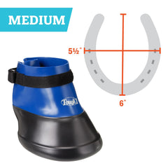 Botte Tough 1 utilisée pour l'application médicamenteuse sur le sabot en bleu royal.