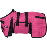 Tough1, couverture stable miniature rose: sangle ventrale élastique pour chaleur et ajustement.