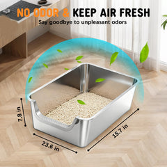 TownTime bac litiere acier inox, entree faible 4-7 pouces, acces facile