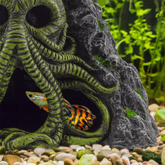 Grotte hantée Cthulhu, élément focal dans l'aquarium.