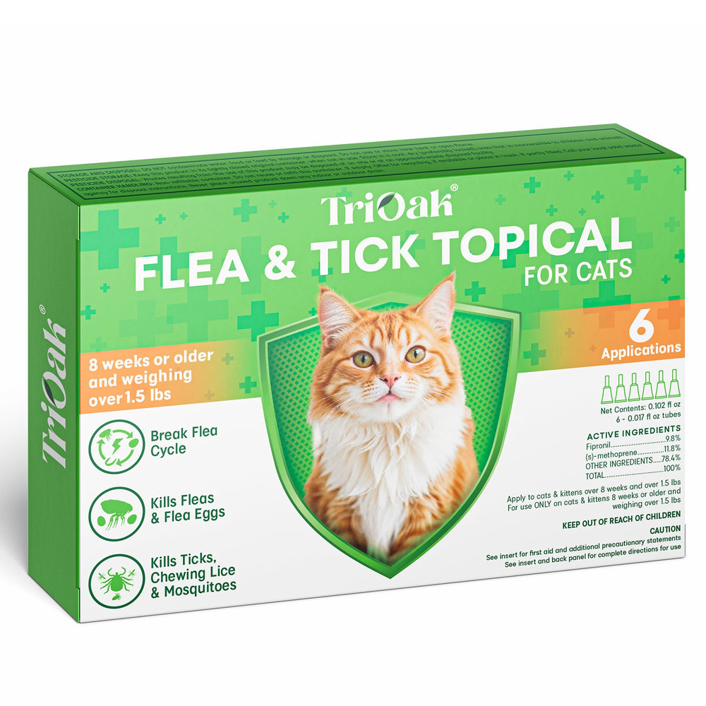 TriOak ensemble de 6 doses pour 6 mois, prévention des puces et des tiques.