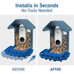 Tributary Brands Installation rapide Bird Buddy, fixation sans outils et démontage facile.