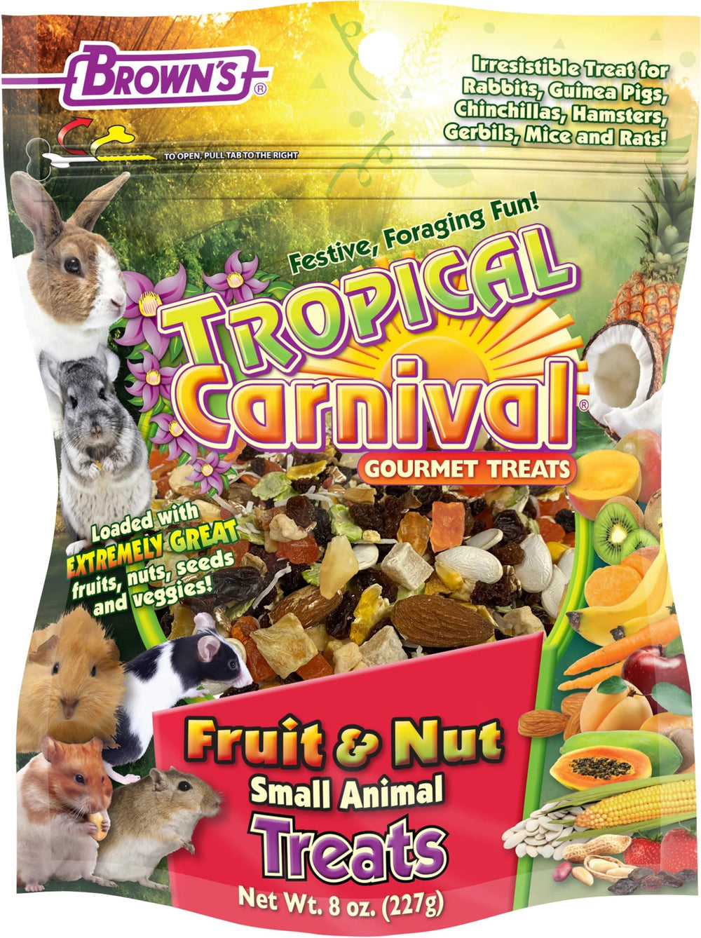 Friandises Tropical Carnival fruits et noix pour petits animaux, récompense d'entraînement idéale
