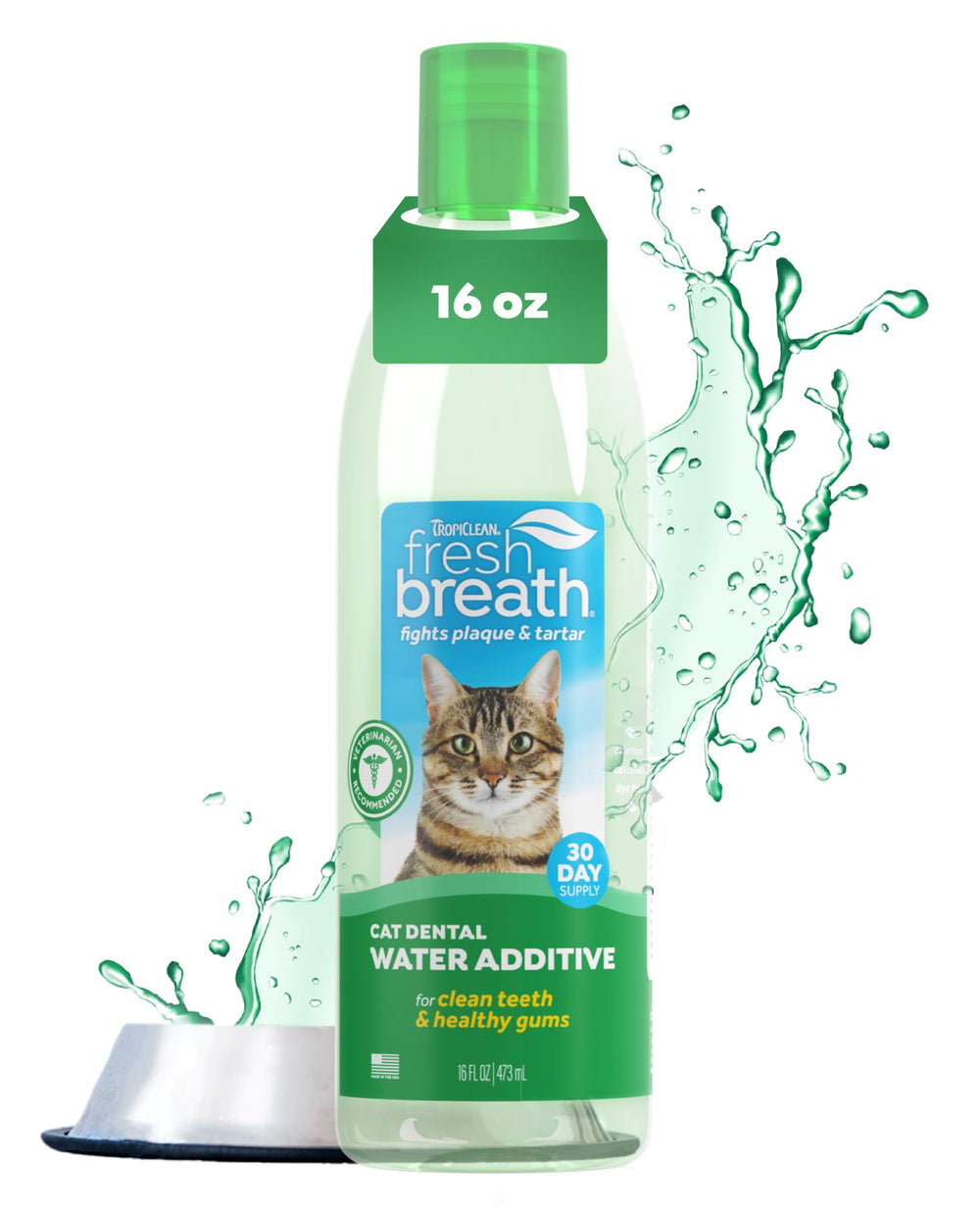 TropiClean: bouteille-additif-eau-chat, pratique pour une hygiène buccale simplifiée.
