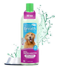 Bouteille TropiClean additif eau dent chien, haleine plus fraîche.