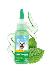 Flacon TropiClean Gel Dents pour Chiens, pratique et facile à utiliser.