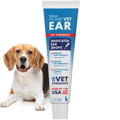 Gouttes TropiClean HomeVet pour oreilles de chien, bouteille pratique.