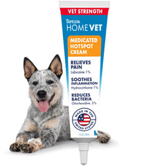 Crème TropiClean HomeVet en bouteille pour zone irritée du chien, soulagement rapide
