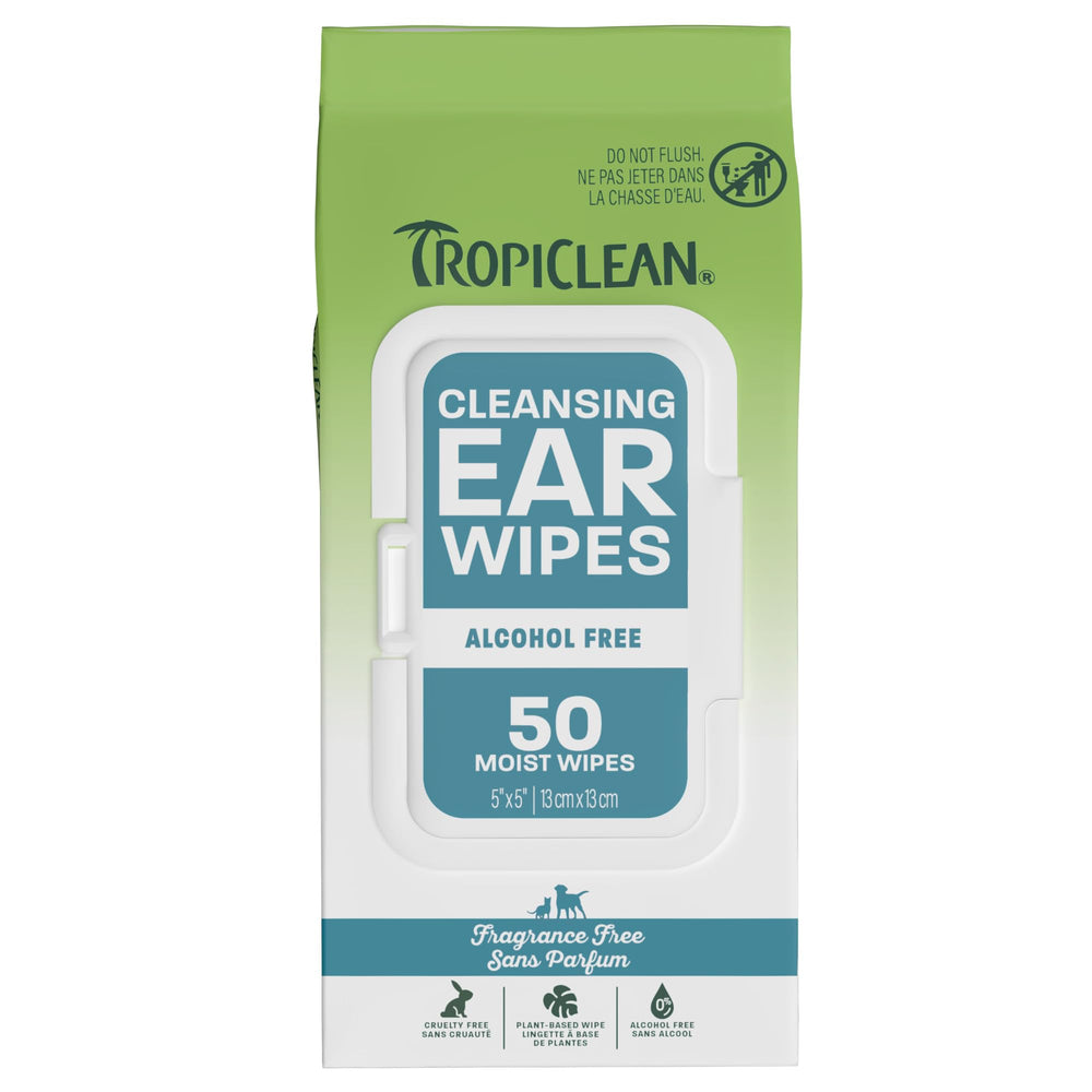TropiClean Lingettes oreilles chien emballage visible pour une hygiène pratique