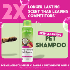 Mousse riche du Shampoing Déodorisant TropiClean pour Chats pour un nettoyage en profondeur.