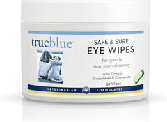 Lingettes TrueBlue pour les yeux du chien avec concombre et camomille, nettoyage en douceur.