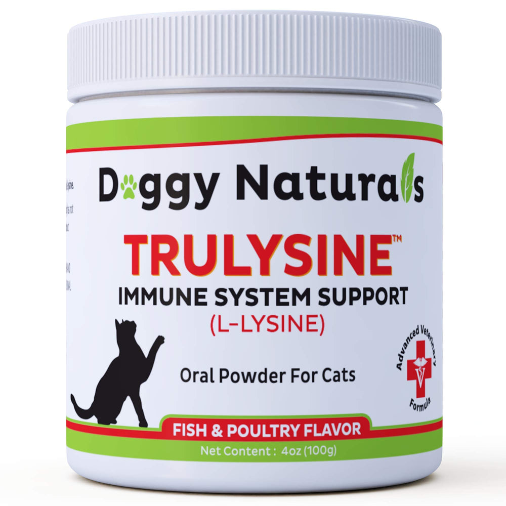 Poudre Trulysine pour chat dans flacon, soutien potentiel du système immunitaire félin.