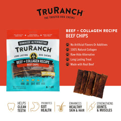 TRURANCH Collagen Chips gros-plan boeuf, saveur appréciée des chiens.