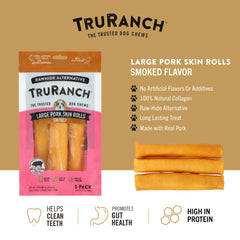 TRURANCH Rouleaux peau porc fumée tranche, texture tendre et récompense attrayante.