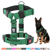 Harnais tactique premium TSPRO vu de face, confort renforcé pour les promenades.