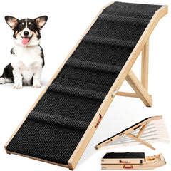 Rampe Tsukiko pour chien sur canapé avec plateau sécurisé.