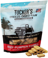 Tucker's Raw Frozen – topping croustillant boeuf-potiron pour chien exigeant.