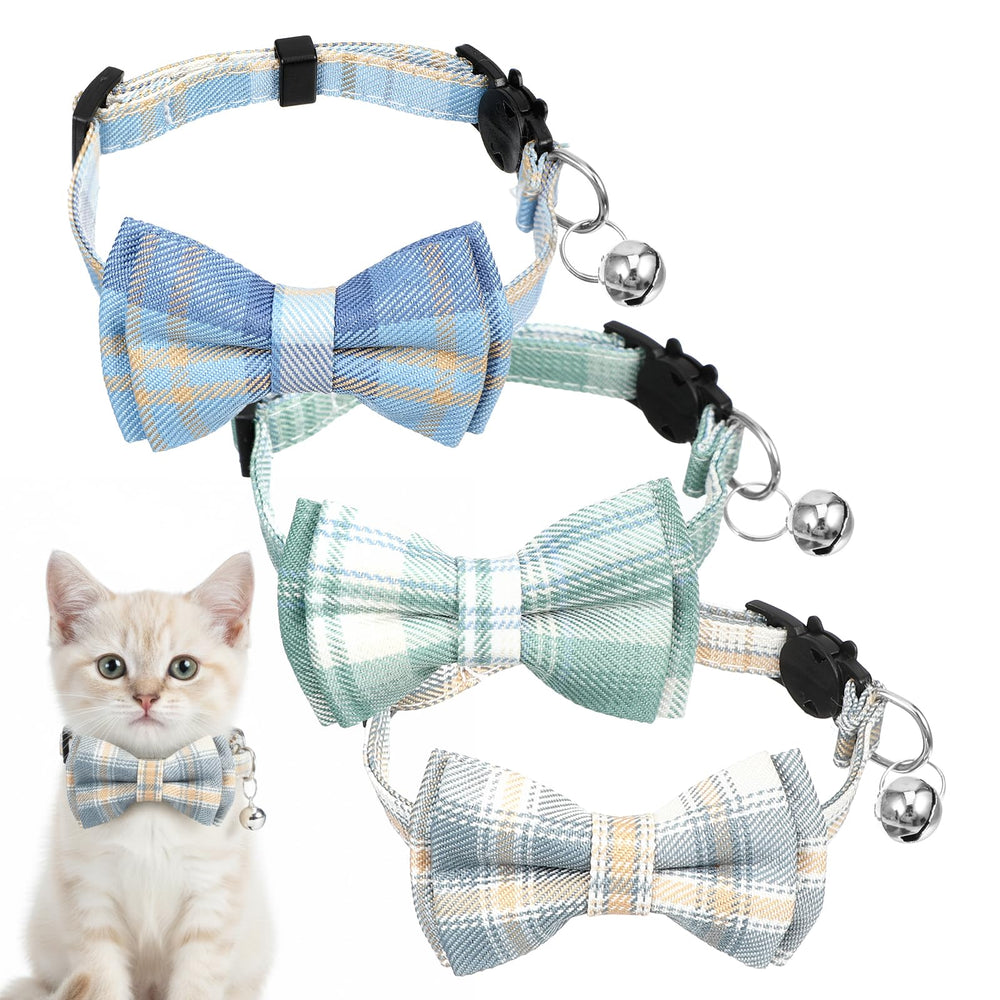 Collier Tucnoeu pour chat avec noeud papillon et pois rouge, idéal pour balades.