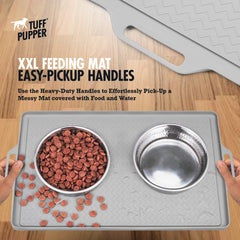 Tuff Pupper tapis alimentation, bordure surélevée retient croquettes et eau.