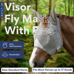 TUFFTEQ masque cheval visière UV intégrée offre ombre et protection oculaire.