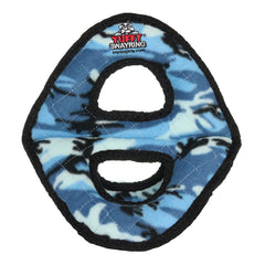 Jouet TUFFY doux pour chien – Anneau 3 voies camo bleu, durable pour jeux interactifs.