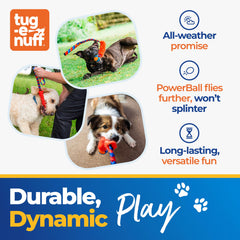 Jouet Tug-E-Nuff Fauxtastic PowerBall Bungee, balle texturée pour lancer et rapporter facilement
