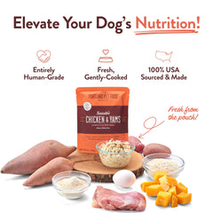 Plat principal frais Tuxedo’s Chicken & Yams, sans gluten et ingrédients limités.