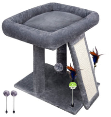 TWDEPART Arbre-chat boules suspendues et ressort, stimulation ludique pour chats