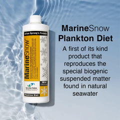 Two Little Fishies Marine Snow – étiquette claire pour dosage précis et sûr.