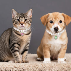 Tyqour collier perles chien petit cœur rose: chic et confortable pour petites tailles.