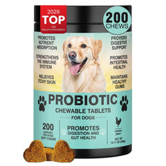 TzzyiC friandises probiotiques pour chiens en boîte 200, goût poulet, soutien digestif.