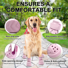 UGRASEA bottes chien semelle antidérapante rose : stabilité et traction accrues