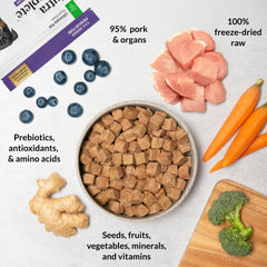 Nutra Complete – ingrédients: graines et fruits pour un apport nutritionnel équilibré.