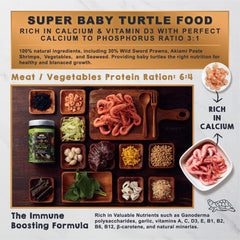 Ultra Fresh Ingrédients naturels proteines-vegetales pour tortue, soutien croissance et immunite naturelle.