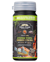 Emballage Ultra Fresh montrant nourriture flottante pour tortues juvéniles, pratique et prête à utiliser.