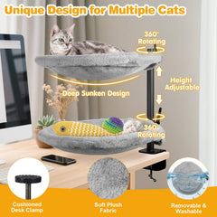 Unidevice Double Cat Desk Bed nid nuage doux pour le confort des siestes.