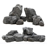 Roches Unocho noires pour aquarium, ensemble idéal pour un décor naturel.