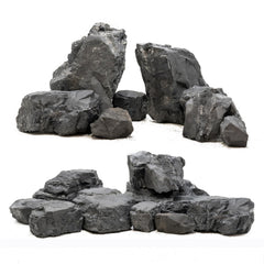 Roches Unocho noires pour aquarium, ensemble idéal pour un décor naturel.