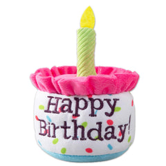Jouet gâteau d'anniversaire Ushang Pet en peluche rose, idéal pour stimuler le jeu des chatons.