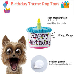 Jouet Ushang Pet gâteau bleu, parfait pour anniversaires canins et jeux.