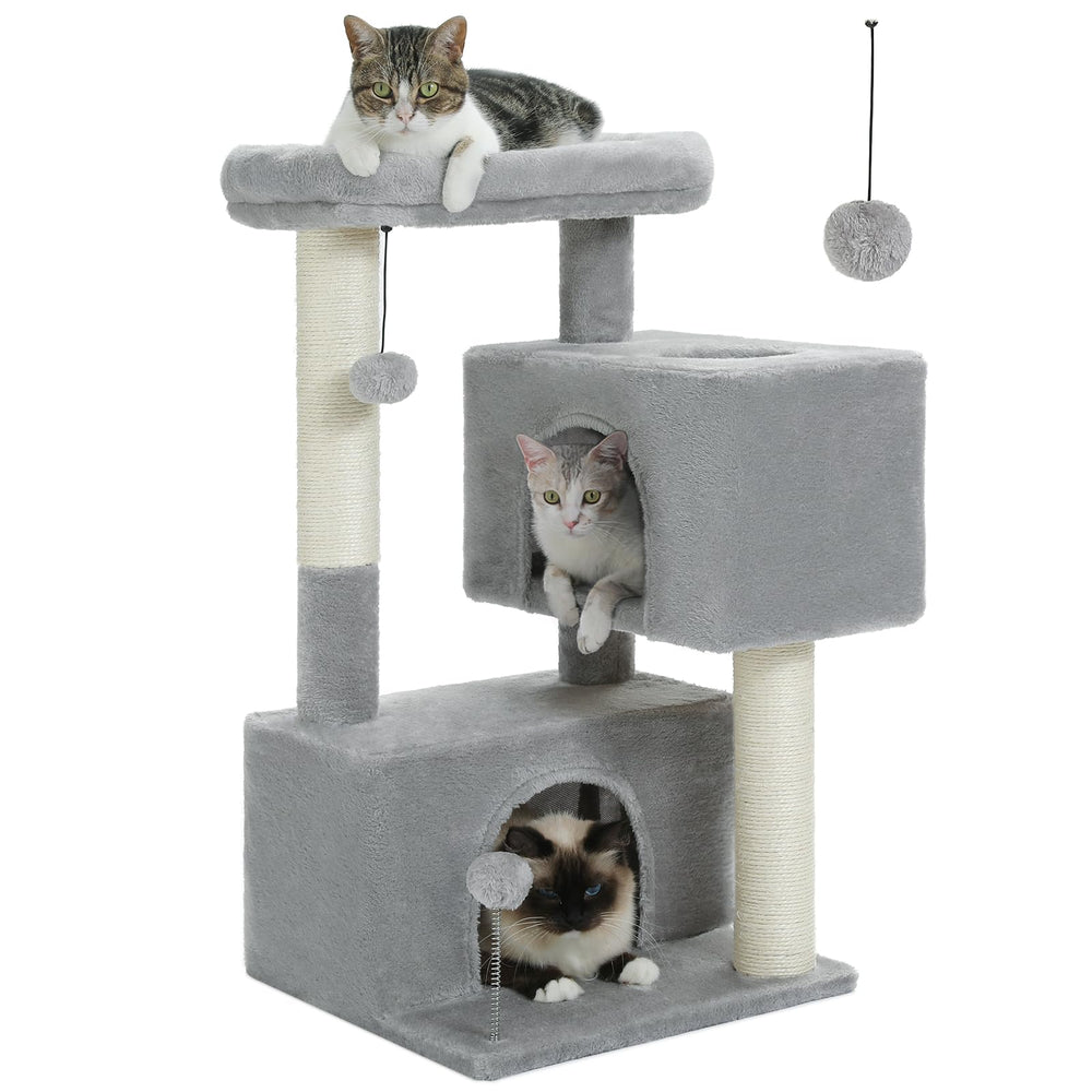 UYMI Arbre à chat 32 pouces avec cabanes Rectangulaires pour repos sûr.