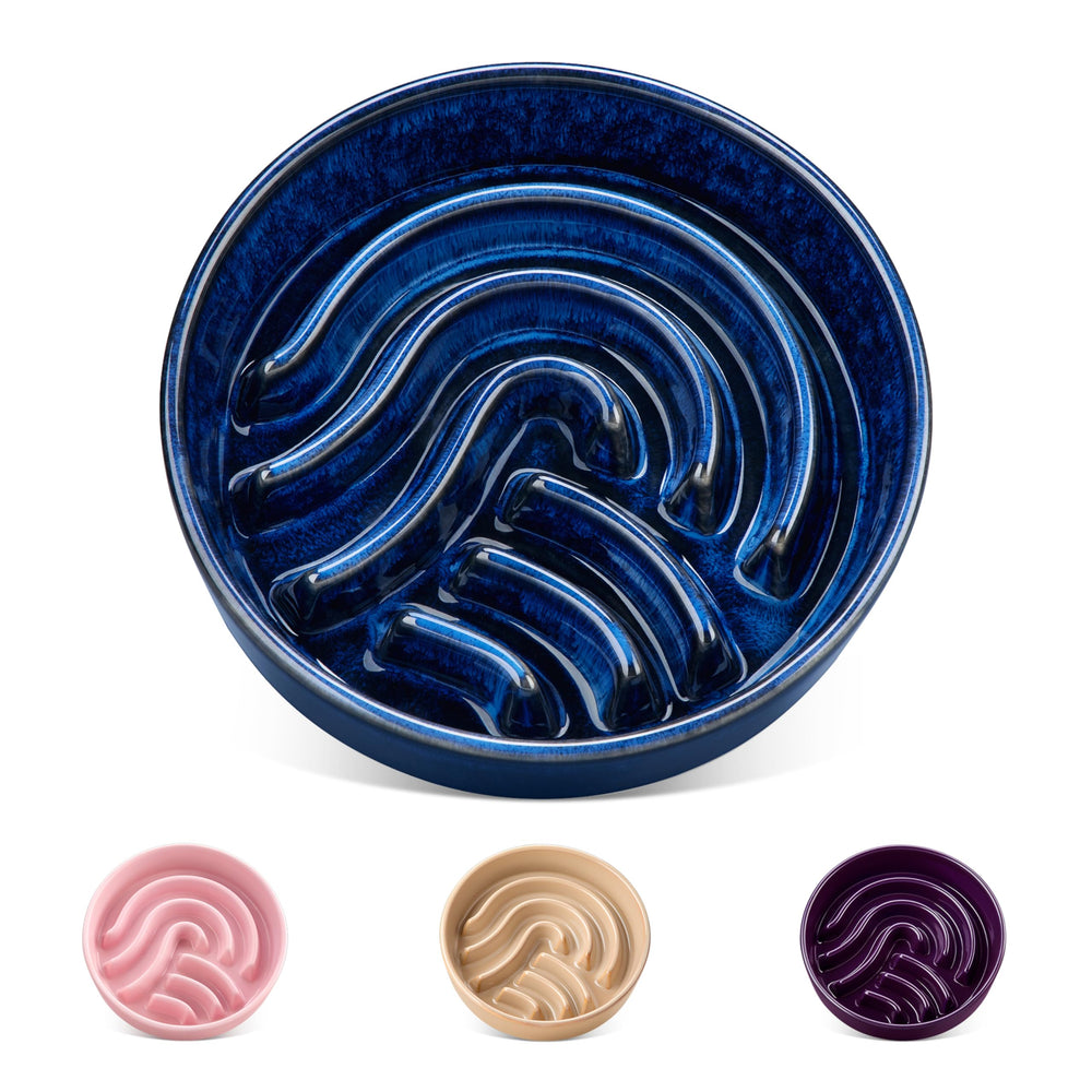 Bol lent vancasso pour chien bleu avec labyrinthe, ralenti l'alimentation et stimule l'éveil.